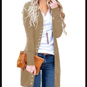 Merokeety Tan Longline Cardigan size Large